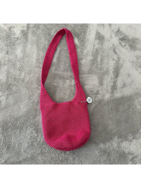 The Sak Handbags - The Sak Hot Pink Knit Crochet Shoulder Bag Purse Handbag
